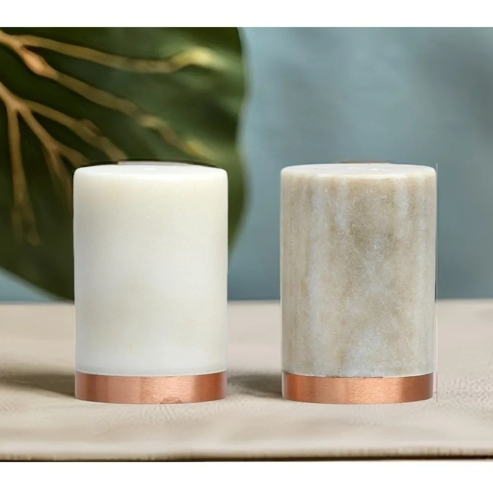 Creative Co-Op Marble Salt Pepper Shakers Set‎ Rose Gold Quartz Geode